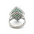 Platinum 900 Mosaic Square Tile with 1.96tw Emerald Rectangles with .35tw Diamond Ring Size 6