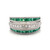 Legato 18K White Gold Channel-Set Emerald Eternity Double Band Wrap with 1/2tw Diamond Middle Bezel Band Ring Size 6.75