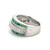 Legato 18K White Gold Channel-Set Emerald Eternity Double Band Wrap with 1/2tw Diamond Middle Bezel Band Ring Size 6.75