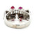 Vintage Platinum Baguette and Round Diamonds with Cabochon Ruby Side Accents Ring Size 8