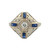 18K Art Deco 4-Synthetic Sapphire Rectangles with a Center Diamond Bezel Geometric Square Setting Ring Size 4.25