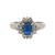 Platinum 900 1.20tw Created Sapphire Cabochon with .26tw Diamond Bezel Flower Petal Halo Ring Size 6.5