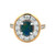 18K Gold and White Gold .91tw Center Black Opal Oval with a 1.01tw Diamond Bezel Halo Ring Size 6.5