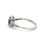 14K White Gold Blue Topaz Square with 1/8tw Diamond Bezel Halo and Accents Ring Size 7