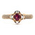 14K Yellow Gold Round Purple Garnet with Four Round Diamonds and Striped Band Ring Size 6.75