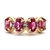 14K Yellow Gold Four Stone Oval Pink Tourmaline With Diamond Accents Band Ring Size 6.75