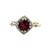10K Gold 1.40tw Garnet Cushion-Cut with .10tw Diamond Bezel Halo and Bilateral Bezel Accents Ring Size 7.25