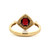 10K Gold 1.40tw Garnet Cushion-Cut with .10tw Diamond Bezel Halo and Bilateral Bezel Accents Ring Size 7.25