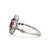 Certified Platinum 900 1.05ct Thai Ruby Marquise with .15tw Diamond Bezel Accents in a Vintage Floral Design Halo and Marquise Accents Ring Size 5.75