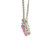 10K White Gold Alternating Pink Sapphire Ovals with Diamond Bezel Accents XOXO-Patterned Stationary Pendant Chain Necklace 17.5"