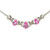 10K White Gold Alternating Pink Sapphire Ovals with Diamond Bezel Accents XOXO-Patterned Stationary Pendant Chain Necklace 17.5"