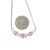 10K White Gold Alternating Pink Sapphire Ovals with Diamond Bezel Accents XOXO-Patterned Stationary Pendant Chain Necklace 17.5"