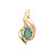10K Gold Emerald Cabochon with a Diamond Bezel Accent in a Teardrop Setting Pendant