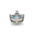 10K Gold Aquamarine Upside-Down Triangle with Channel- Set Diamond Bezel Accented Bail Pendant