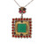 Sterling Silver Garnet And Jade Antique Style Square Pendent