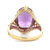 14K Yellow Gold Oval Amethyst with Filigree Designs Cocktail Statement Ring Size 6.75