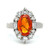 Vintage Platinum Oval Cut APP 2.114ct Oval Orange Sapphire with AP 0.90cttw Diamond Halo Ring Size 6