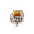 14K White Gold Citrine Square Filigree Box with a Diamond Bezel Halo Dangle Pendant