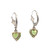 14K White Gold Peridot Heart Dangle Lever-Back Earrings