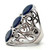 Sterling Silver Blue lapis Three Stone Open Work Fashion Ring Size 6