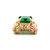 14K Gold Emerald Rectangle with Multi-Colored Leaves Filigree Box Pendant