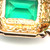 14K Gold Emerald Rectangle with Multi-Colored Leaves Filigree Box Pendant