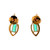 18K Gold Emerald Rectangle in a Marquise Wrap Setting Post Earrings