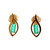 18K Gold Emerald Rectangle in a Marquise Wrap Setting Post Earrings