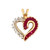 14K Gold Ruby Channel-Set Side and Diamond Bezel Side Heart V-Shaped Bail Pendant