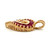 14K Gold Ruby Channel-Set Side and Diamond Bezel Side Heart V-Shaped Bail Pendant