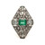 Antique 18K Yellow Gold Platinum Emerald Diamond Accented Heirloom Shield Estate Ring Size 8