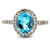 14K White Gold Oval Cut AP 1.28ct Blue Topaz with 0.15cttw Diamond Accents Ring Size 7