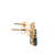 10K Gold London Blue Topaz Oval with 5-Diamond Petal Flower on Top Stud Earrings