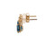 10K Gold London Blue Topaz Oval with 5-Diamond Petal Flower on Top Stud Earrings