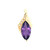 14K Gold Amethyst Marquise in a Top Wrap Setting with One Side Diamond Bezel Accents and One Side Twisted Gold Pendant