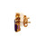 18K Gold Amethyst Oval with Triple Diamond Bezel Accents In a Triangle Stud Earrings