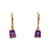 14K Gold Amethyst Rectangle with a Single Diamond Bezel Accent Lever-Back Earrings