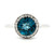 14K White Gold Round Checkerboard 1.28ct London Blue Topaz with 0.10cttw Diamond Halo Ring Size 6.75