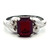 Sterling Silver Dark Red Gemstone Emerald Cut Statement Ring Size 5.75