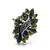 Sterling Silver Peridot And Marcasite Floral Cluster Ring Size 7