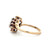 10K Gold Ruby Bezel Boat-Shaped Halo with 3-Diamond Bezel Center Stones Bypass Ring Size 3.5