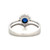 10K White Gold Created Sapphire Circle with .12tw 7-Diamond Crown and Diamond Accented Chevron V-Shape Lower Band Ring Size 6.75