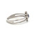 10K White Gold Created Sapphire Circle with .12tw 7-Diamond Crown and Diamond Accented Chevron V-Shape Lower Band Ring Size 6.75