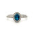 14K White Gold .48tw London Blue Topaz Oval with a .12tw Diamond Halo and Accents Ring Size 6.75