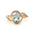 14K Gold 1.09tw Aquamarine Teardrop with .13tw Diamond Accented Triple-Bypass Wave Ring Size 6.75