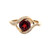 14K Gold 1.50tw Garnet Circle with .13tw Diamond Accents Bypass Wave Ring Size 6.75