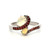 14K White Gold Opal Double Teardrops on a Garnet Accented Bypass Ring Size 7