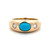 14K Gold .90tw Turquoise Cabochon with .29tw Bilateral Diamonds in a Chunky Band Ring Size 6.75