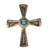 Sterling Silver Turquoise Cross With Black Geometric Inlay Pin And Pendent