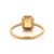 14K Gold 1.05tw Citrine Rectangle with .10tw Diamond Halo and Ribbed-Textured Band Ring Size 6.5